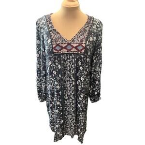 Knox Rose embroidered patchwork peasant boho midi dress poet romantic